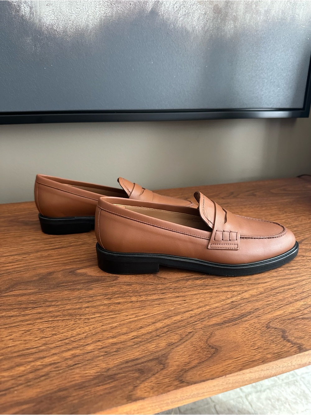 Flattered Tan Leather Penny Loafers